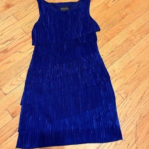 Connected Petite, Tiered Crepe Dress, Size 8P, in Blue